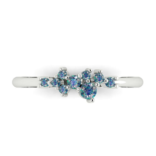 0.17 cttw Blue Moissanite Round Cut White Gold Eternity Wedding Band