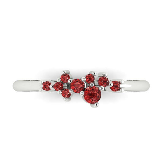 0.17 cttw Natural Garnet Round Cut White Gold Eternity Wedding Band