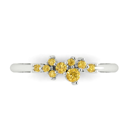 0.17 cttw Natural Citrine Round Cut White Gold Eternity Wedding Band