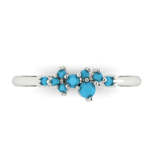 0.17 cttw Simulated Turquoise Round Cut White Gold Eternity Wedding Band