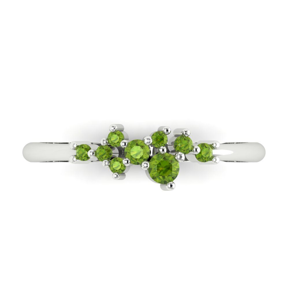 0.17 cttw Natural Peridot Round Cut White Gold Eternity Wedding Band