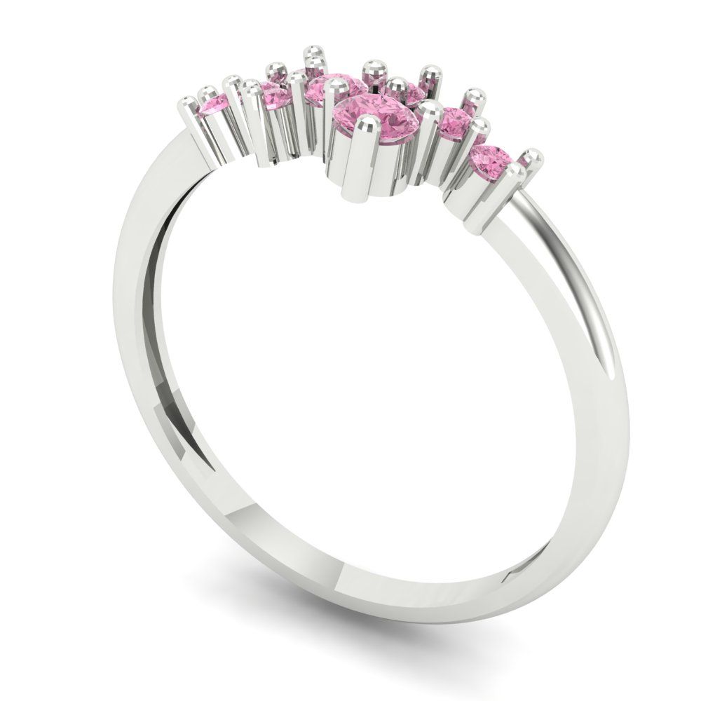 0.17 cttw Simulated Pink Diamond Round Cut White Gold Eternity Wedding Band