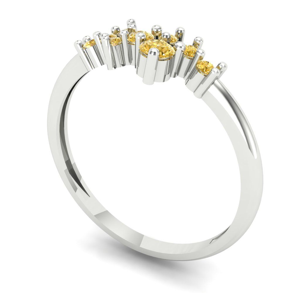 0.17 cttw Simulated Yellow Diamond Round Cut White Gold Eternity Wedding Band