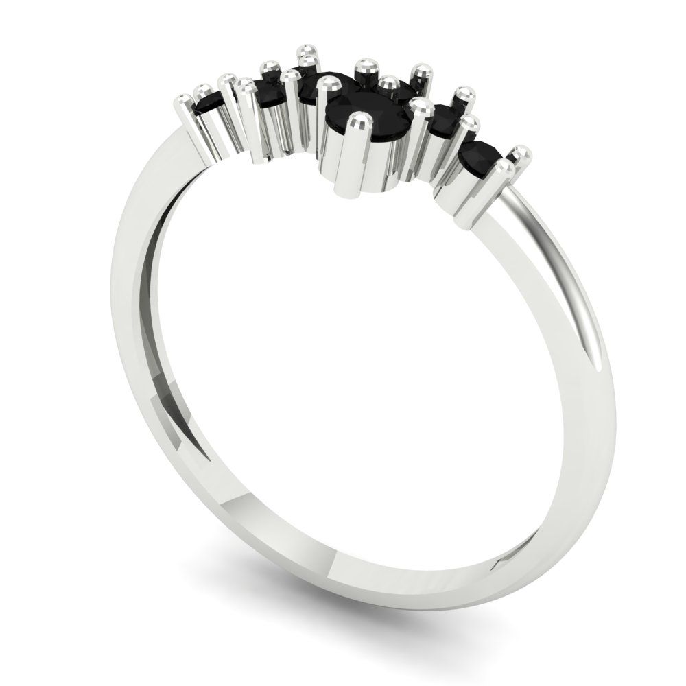 0.17 cttw Natural Onyx Round Cut White Gold Eternity Wedding Band