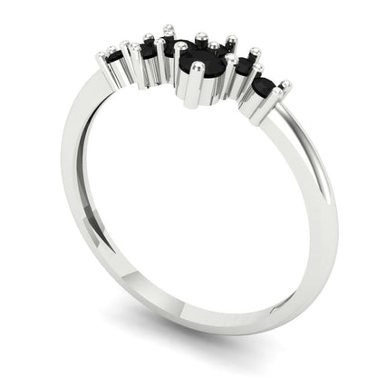 0.17 cttw Natural Onyx Round Cut White Gold Eternity Wedding Band