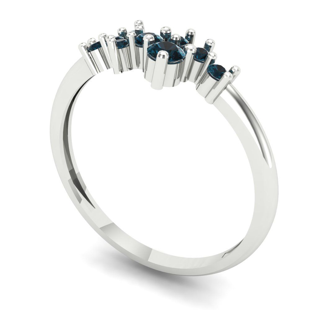 0.17 cttw Natural London Blue Topaz Round Cut White Gold Eternity Wedding Band