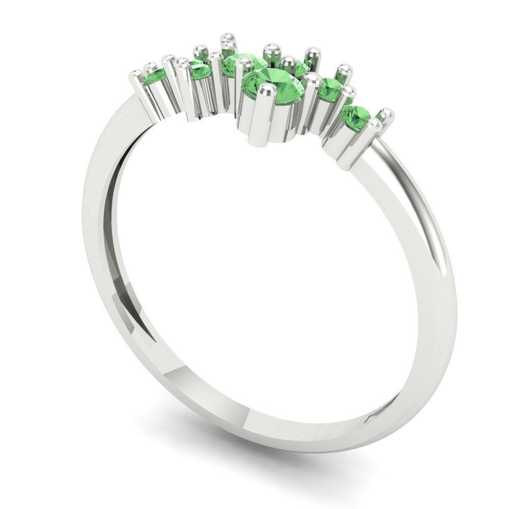 0.17 cttw Simulated Green Diamond Round Cut White Gold Eternity Wedding Band