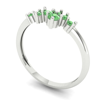 0.17 cttw Simulated Green Diamond Round Cut White Gold Eternity Wedding Band