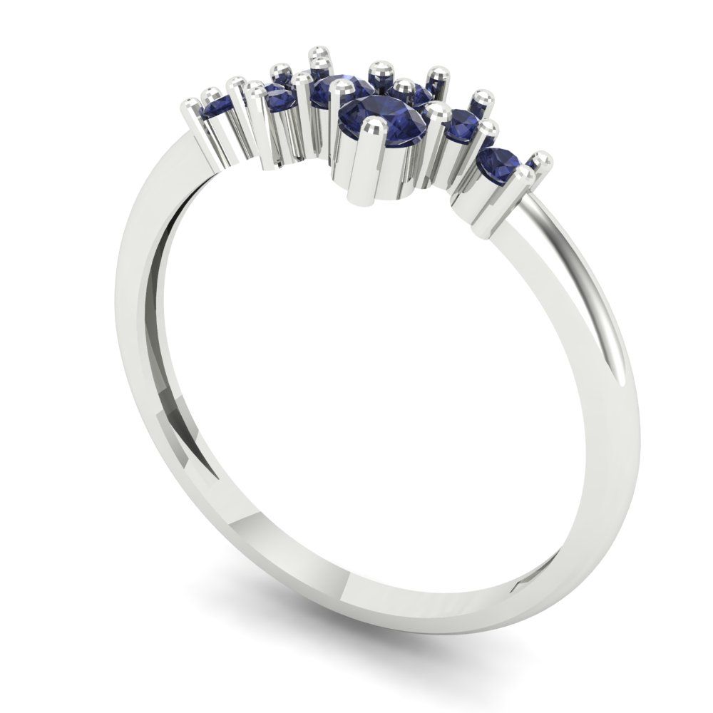 0.17 cttw Simulated Blue Sapphire Round Cut White Gold Eternity Wedding Band
