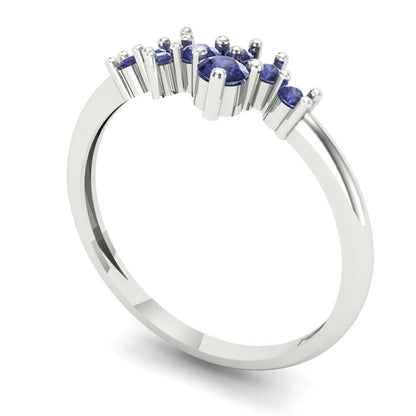 0.17 cttw Simulated Tanzanite Round Cut White Gold Eternity Wedding Band