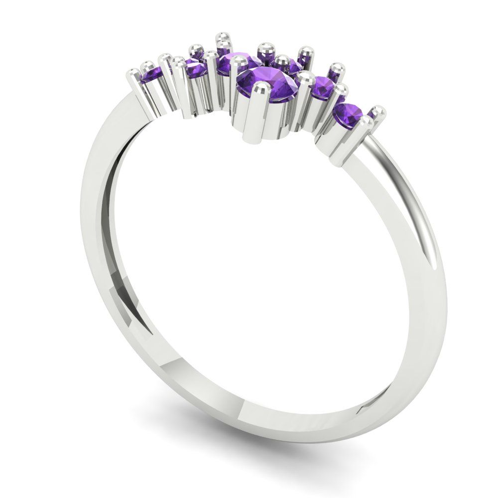 0.17 cttw Natural Amethyst Round Cut White Gold Eternity Wedding Band