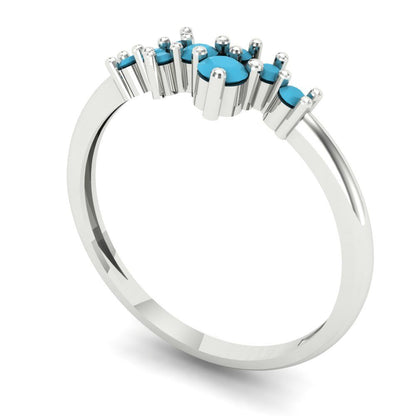 0.17 cttw Simulated Turquoise Round Cut White Gold Eternity Wedding Band