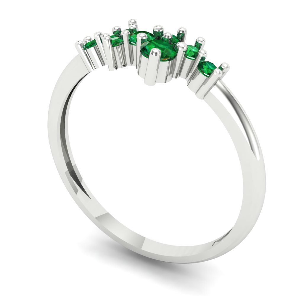 0.17 cttw Simulated Emerald Round Cut White Gold Eternity Wedding Band