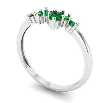 0.17 cttw Simulated Emerald Round Cut White Gold Eternity Wedding Band