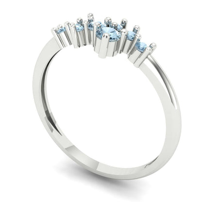 0.17 cttw Natural Aquamarine Round Cut White Gold Eternity Wedding Band