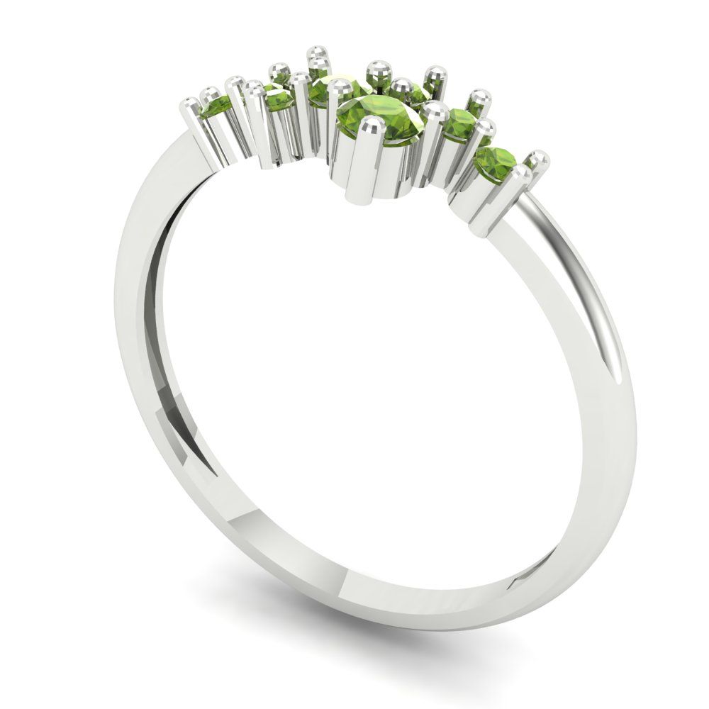 0.17 cttw Natural Peridot Round Cut White Gold Eternity Wedding Band