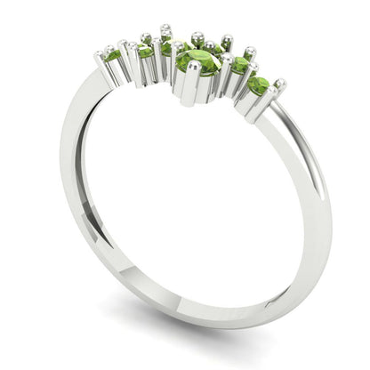 0.17 cttw Natural Peridot Round Cut White Gold Eternity Wedding Band