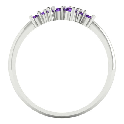 0.17 cttw Natural Amethyst Round Cut White Gold Eternity Wedding Band