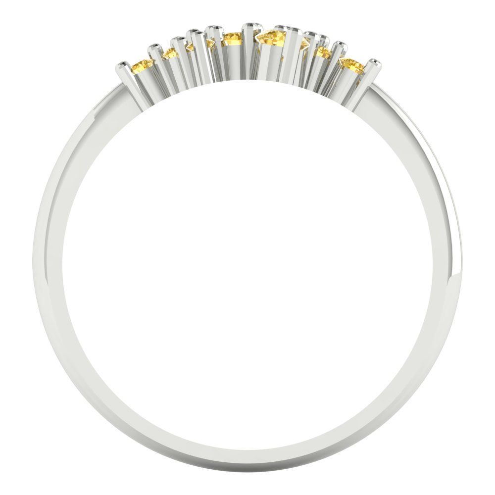 0.17 cttw Natural Citrine Round Cut White Gold Eternity Wedding Band