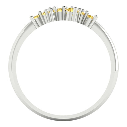 0.17 cttw Natural Citrine Round Cut White Gold Eternity Wedding Band