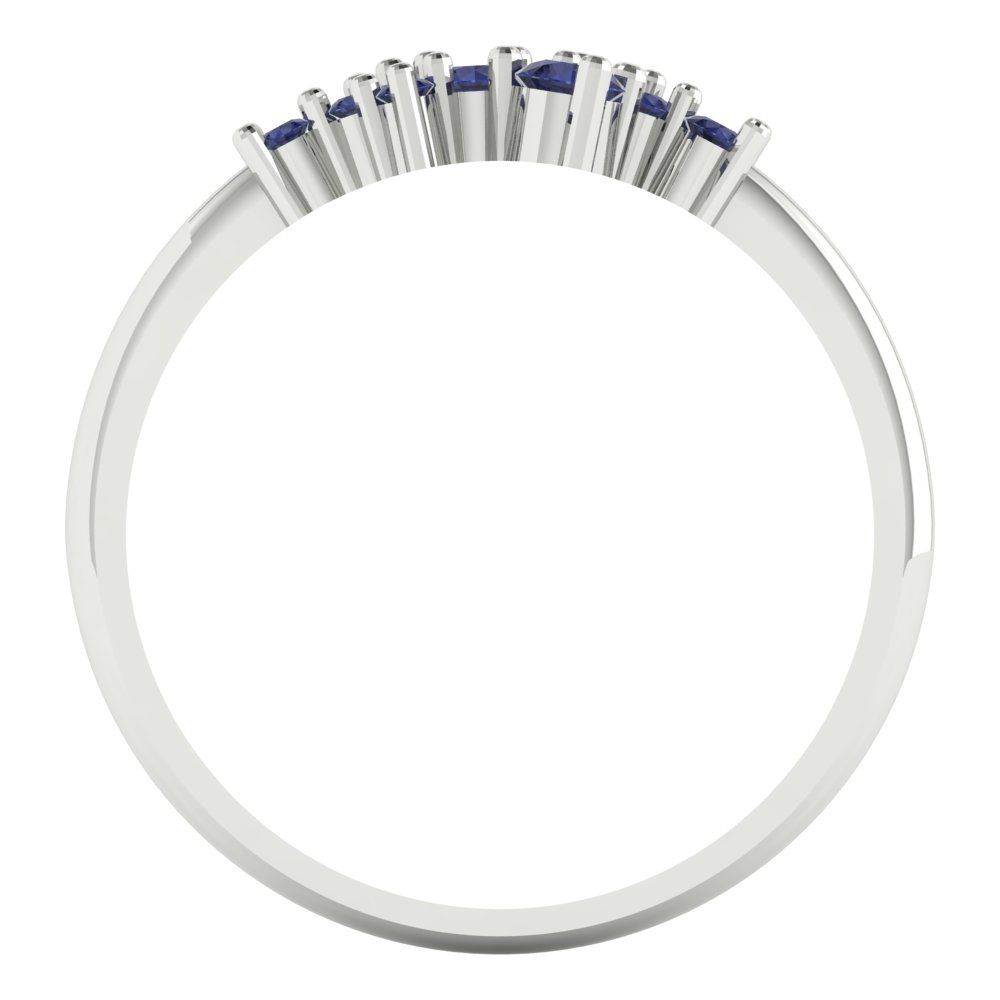 0.17 cttw Simulated Blue Sapphire Round Cut White Gold Eternity Wedding Band