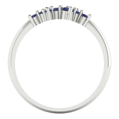 0.17 cttw Simulated Blue Sapphire Round Cut White Gold Eternity Wedding Band