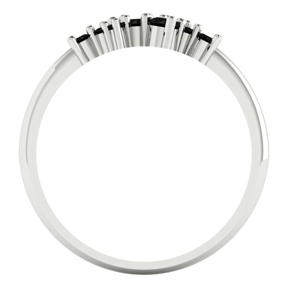 0.17 cttw Natural Onyx Round Cut White Gold Eternity Wedding Band