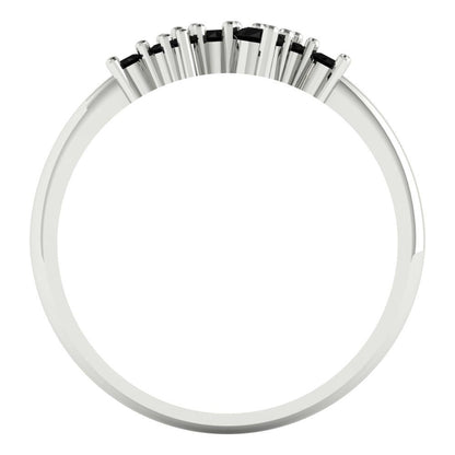 0.17 cttw Natural Onyx Round Cut White Gold Eternity Wedding Band