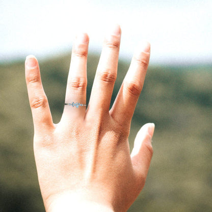 0.17 cttw Natural Sky Blue Topaz Round Cut White Gold Eternity Wedding Band