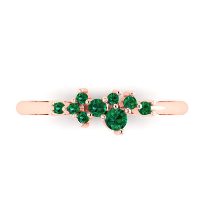 0.17 cttw Simulated Emerald Round Cut Rose Gold Eternity Wedding Band