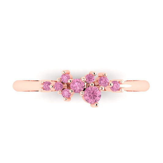 0.17 cttw Simulated Pink Diamond Round Cut Rose Gold Eternity Wedding Band