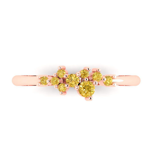 0.17 cttw Simulated Yellow Diamond Round Cut Rose Gold Eternity Wedding Band