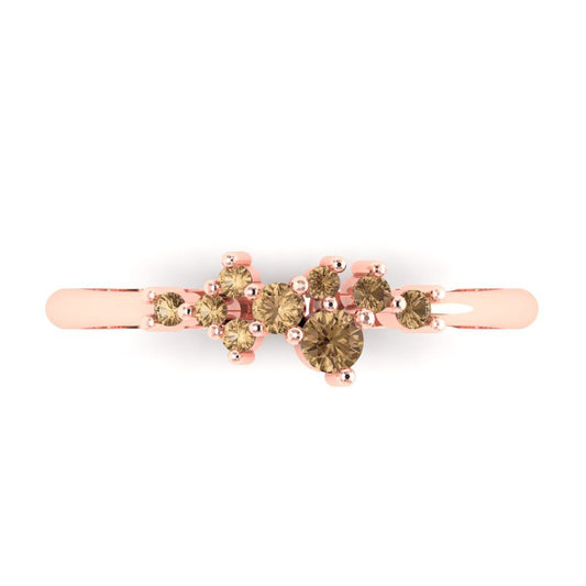0.17 cttw Simulated Champagne Diamond Round Cut Rose Gold Eternity Wedding Band
