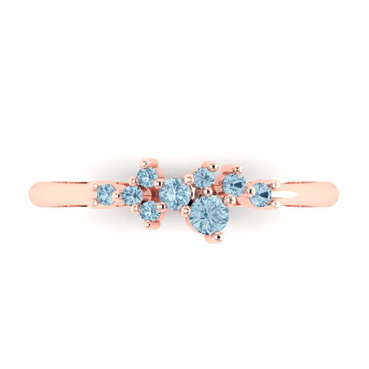 0.17 cttw Natural Aquamarine Round Cut Rose Gold Eternity Wedding Band