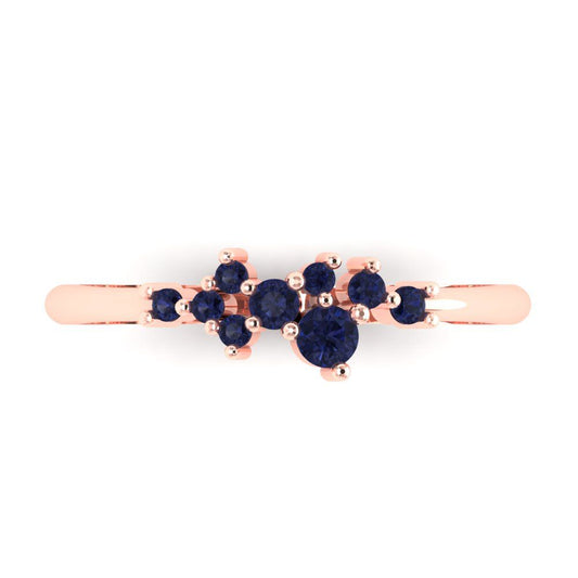 0.17 cttw Simulated Blue Sapphire Round Cut Rose Gold Eternity Wedding Band