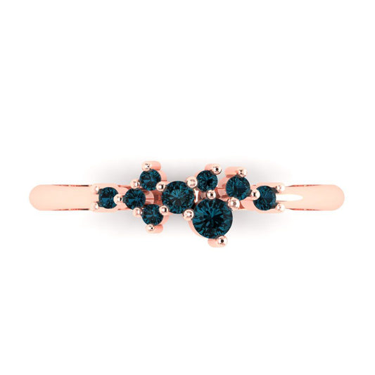 0.17 cttw Natural London Blue Topaz Round Cut Rose Gold Eternity Wedding Band