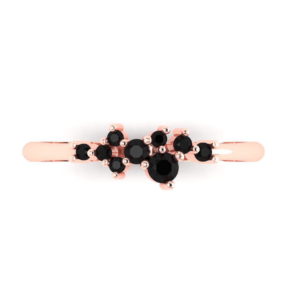 0.17 cttw Natural Onyx Round Cut Rose Gold Eternity Wedding Band