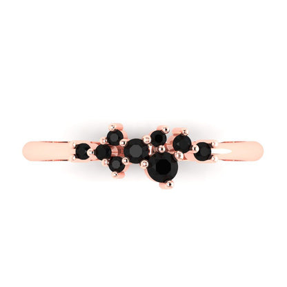 0.17 cttw Natural Onyx Round Cut Rose Gold Eternity Wedding Band