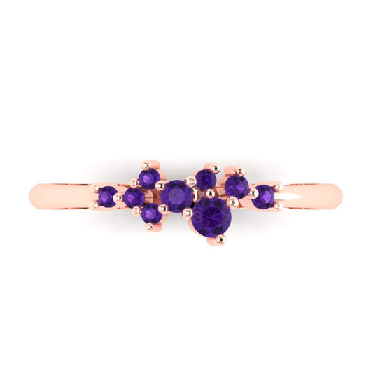0.17 cttw Natural Amethyst Round Cut Rose Gold Eternity Wedding Band