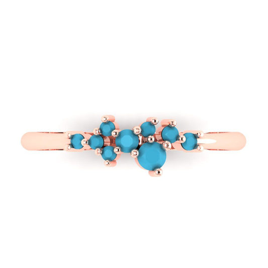 0.17 cttw Simulated Turquoise Round Cut Rose Gold Eternity Wedding Band