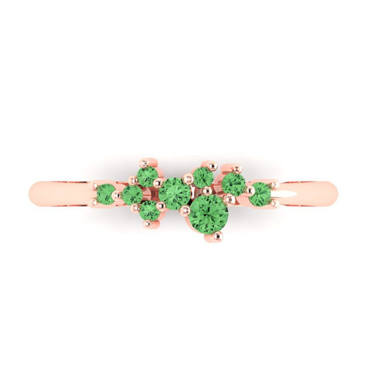 0.17 cttw Simulated Green Diamond Round Cut Rose Gold Eternity Wedding Band