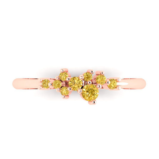 0.17 cttw Natural Citrine Round Cut Rose Gold Eternity Wedding Band