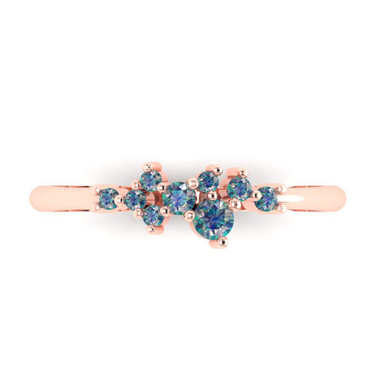 0.17 cttw Blue Moissanite Round Cut Rose Gold Eternity Wedding Band