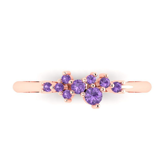 0.17 cttw Simulated Alexandrite Round Cut Rose Gold Eternity Wedding Band