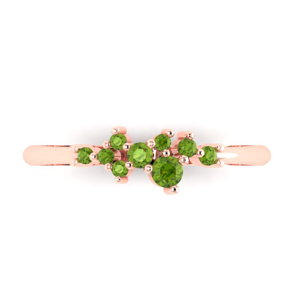 0.17 cttw Natural Peridot Round Cut Rose Gold Eternity Wedding Band