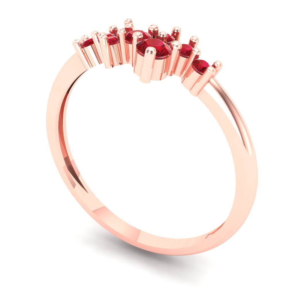 0.17 cttw Simulated Pink Tourmaline Round Cut Rose Gold Eternity Wedding Band