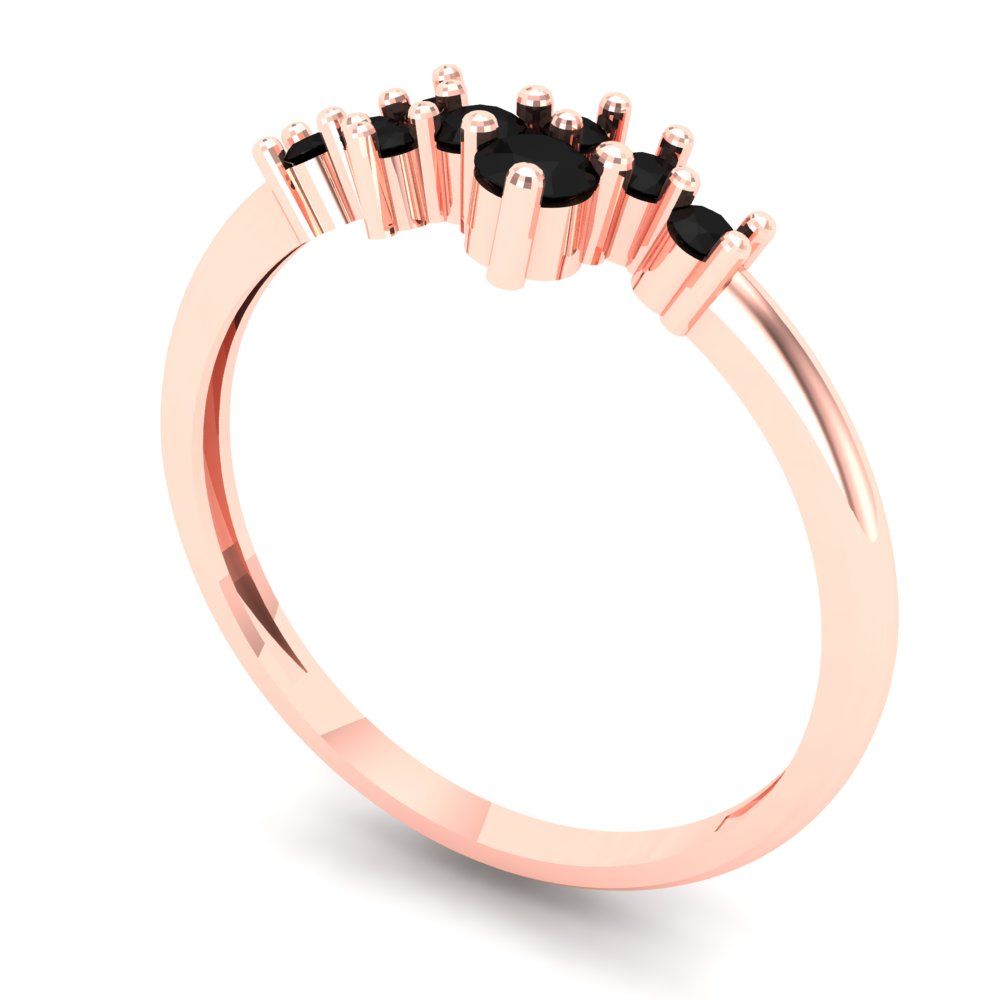 0.17 cttw Natural Onyx Round Cut Rose Gold Eternity Wedding Band