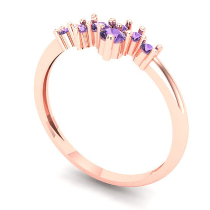 0.17 cttw Simulated Alexandrite Round Cut Rose Gold Eternity Wedding Band