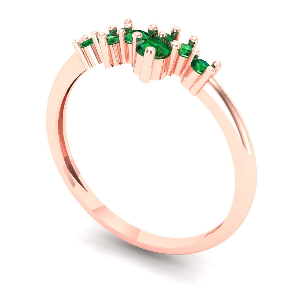 0.17 cttw Simulated Emerald Round Cut Rose Gold Eternity Wedding Band