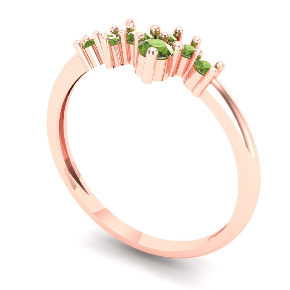 0.17 cttw Natural Peridot Round Cut Rose Gold Eternity Wedding Band